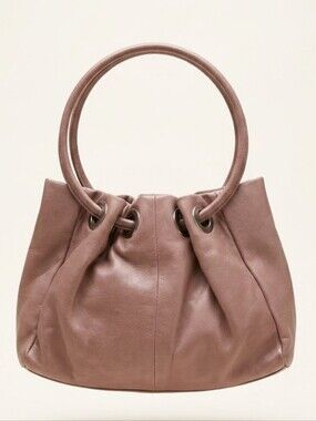 Wilson Leathers Maxima Crean Leather  Ring Handle Shoulder Bag - Blush Brown